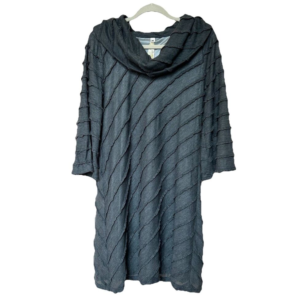 Uncle Frank Dress Med Shift Midi Cowl Neck Artsy Asymmetrical Gray Lagenlook
